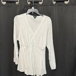 Torrid White Eyelet Tunic Top